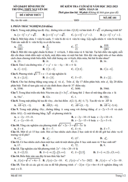 đề cuối kì 2 toán 10 năm 2022 – 2023 trường thpt nguyễn du – bình phước