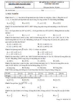 đề cuối kỳ 1 toán 11 năm 2023 – 2024 trường thpt nguyễn trãi – khánh hòa