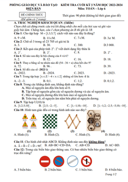 đề cuối kỳ 1 toán 6 năm 2023 – 2024 phòng gd&đt điện bàn – quảng nam