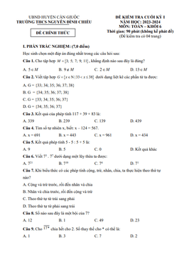 đề cuối kỳ 1 toán 6 năm 2023 – 2024 trường thcs nguyễn đình chiểu – long an