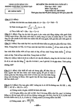 đề cuối kỳ 1 toán 8 năm 2022 – 2023 phòng gd&đt bình tân – tp hcm
