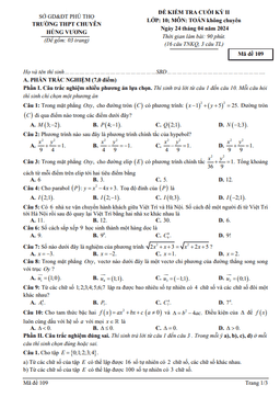 đề cuối kỳ 2 toán 10 năm 2023 – 2024 trường thpt chuyên hùng vương – phú thọ