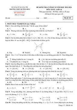 đề cuối kỳ 2 toán 10 năm 2023 – 2024 trường thpt hướng hóa – quảng trị