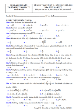 đề cuối kỳ 2 toán 10 năm 2023 – 2024 trường thpt ngô gia tự – phú yên