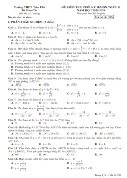 đề cuối kỳ 2 toán 11 năm 2022 – 2023 trường thpt trần phú – phú yên