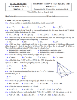 đề cuối kỳ 2 toán 11 năm 2023 – 2024 trường thpt ngô gia tự – phú yên