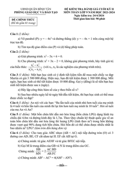 đề cuối kỳ 2 toán 9 năm 2023 – 2024 phòng gd&đt bình tân – tp hcm