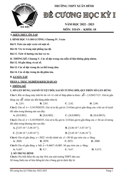 đề cương cuối kỳ 1 toán 10 năm 2022 – 2023 trường thpt xuân đỉnh – hà nội