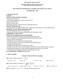 đề cương cuối kỳ 2 toán 10 năm 2022 – 2023 thpt lương ngọc quyến – thái nguyên