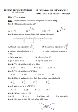 đề cương giữa học kì 1 toán 7 năm 2023 – 2024 trường thcs nguyễn trãi – quảng trị
