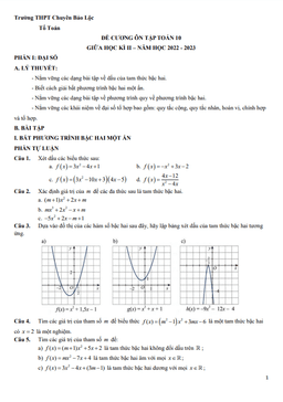 đề cương giữa kì 2 toán 10 năm 2022 – 2023 trường chuyên bảo lộc – lâm đồng