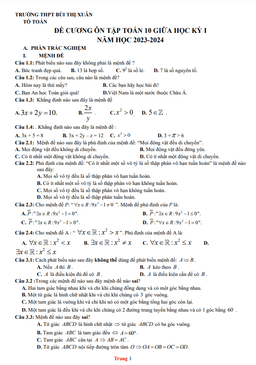 đề cương giữa kỳ 1 toán 10 năm 2023 – 2024 trường bùi thị xuân – lâm đồng