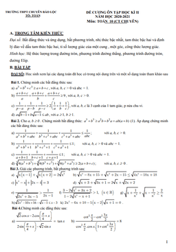 đề cương hk2 toán 10 năm 2020 – 2021 trường chuyên bảo lộc – lâm đồng