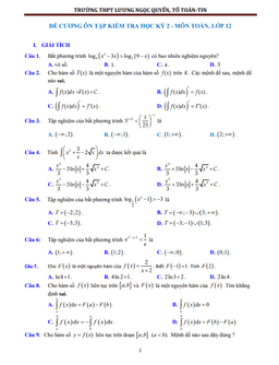đề cương hk2 toán 12 năm 2020 – 2021 trường lương ngọc quyến – thái nguyên