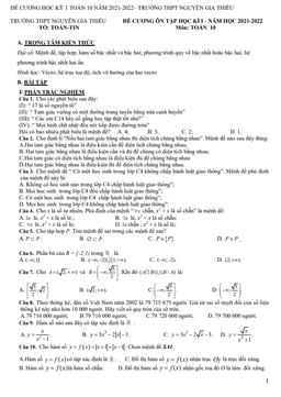 đề cương học kì 1 toán 10 năm 2021 – 2022 trường nguyễn gia thiều – hà nội