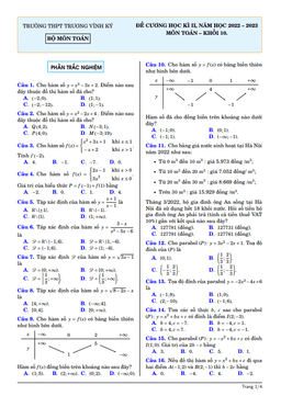 đề cương học kì 2 toán 10 năm 2022 – 2023 trường thpt trương vĩnh ký – bến tre