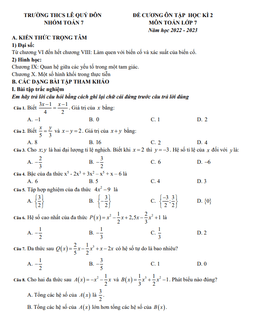 đề cương học kì 2 toán 7 năm 2022 – 2023 trường thcs lê quý đôn – hà nội