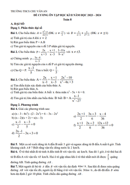 đề cương học kì 2 toán 8 năm 2023 – 2024 trường thcs chu văn an – hà nội