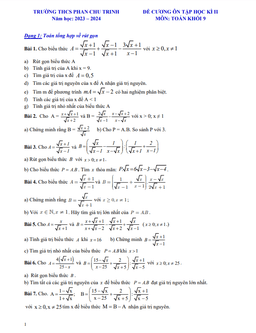 đề cương học kì 2 toán 9 năm 2023 – 2024 trường thcs phan chu trinh – hà nội