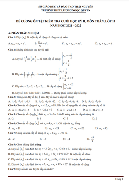 đề cương học kỳ 2 toán 11 năm 2021 – 2022 trường lương ngọc quyến – thái nguyên