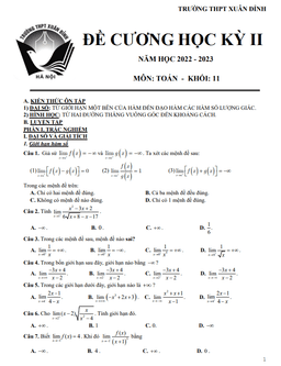 đề cương học kỳ 2 toán 11 năm 2022 – 2023 trường thpt xuân đỉnh – hà nội