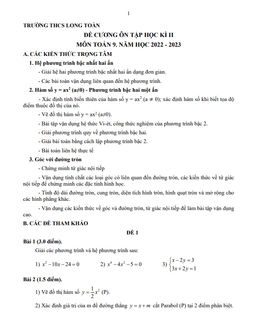 đề cương học kỳ 2 toán 9 năm 2022 – 2023 trường thcs long toàn – br vt