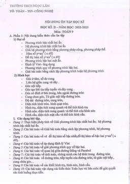 đề cương ôn tập cuối kì 2 toán 9 năm 2022 – 2023 trường thcs ngọc lâm – hà nội