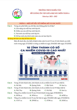 đề cương ôn tập giữa kì 2 toán 6 năm 2021 – 2022 trường thcs nghĩa tân – hà nội