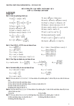 đề cương ôn tập hk1 toán 11 năm 2019 – 2020 trường thpt phan đình phùng – hà nội