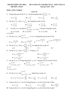 đề cương ôn tập hk2 toán 11 năm 2018 – 2019 trường thpt yên hòa – hà nội