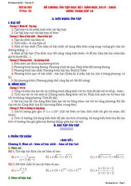 đề cương ôn tập học kì 1 toán 10 năm 2019 – 2020 trường đa phúc – hà nội