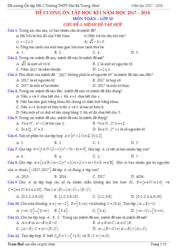 đề cương ôn tập toán 10 hk1 năm học 2017 – 2018 trường thpt hai bà trưng – tt. huế
