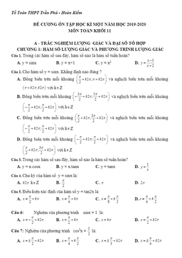 đề cương ôn tập toán 11 hki năm 2019 – 2020 trường thpt trần phú – hà nội