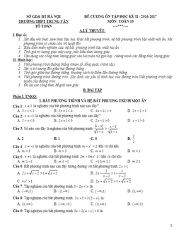 đề cương ôn thi học kỳ 2 toán 10 trường thpt trung văn – hà nội