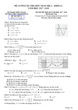 đề cương ôn thi môn toán hk1 khối 12 năm học 2017 – 2018 trường thpt thạnh đông – kiên giang