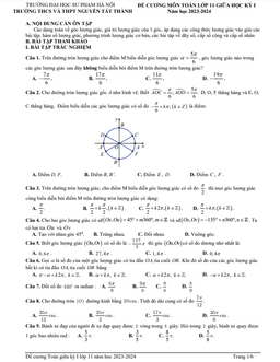 đề cương toán 11 giữa kỳ 1 năm 2023 – 2024 trường nguyễn tất thành – hà nội