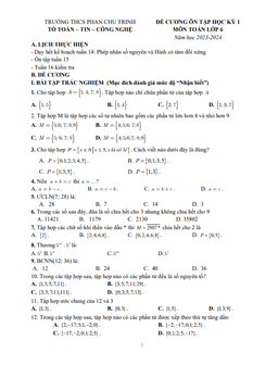 đề cương toán 6 học kì 1 năm 2023 – 2024 trường thcs phan chu trinh – hà nội