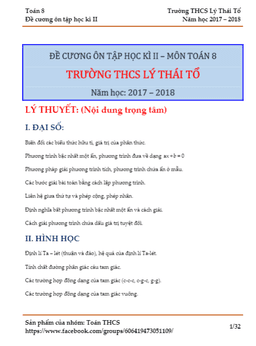 đề cương toán 8 hk2 năm học 2017 – 2018 trường thcs lý thái tổ – hà nội