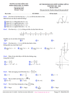 đề đánh giá chất lượng toán 12 năm 2021 – 2022 trường đại học hồng đức – thanh hóa
