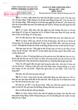 đề giao lưu học sinh giỏi toán 6 năm 2017 – 2018 phòng gd&đt thành phố thái nguyên