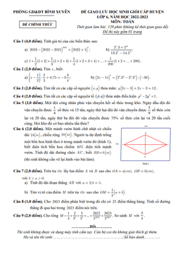 đề giao lưu hsg toán 6 năm 2022 – 2023 phòng gd&đt bình xuyên – vĩnh phúc