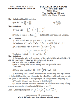 đề giao lưu hsg toán 7 năm 2022 – 2023 phòng gd&đt chí linh – hải dương