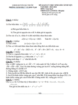 đề giao lưu hsg toán 8 năm 2023 – 2024 phòng gd&đt bá thước – thanh hoá