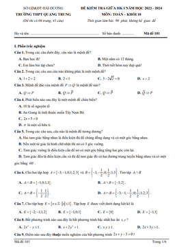 đề giữa hki toán 10 năm 2023 – 2024 trường thpt quang trung – hải dương