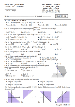 đề giữa học kì 1 toán 10 năm 2022 – 2023 trường thpt tây giang – quảng nam