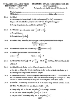 đề giữa học kì 1 toán 11 năm 2023 – 2024 trường thpt marie curie – tp hcm