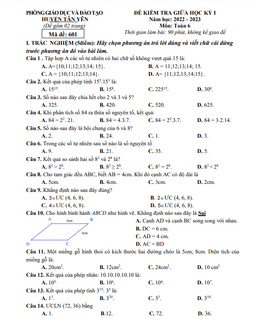 đề giữa học kì 1 toán 6 năm 2022 – 2023 phòng gd&đt tân yên – bắc giang