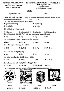 đề giữa học kì 1 toán 6 năm 2022 – 2023 trường m.v. lômônôxốp – hà nội