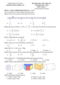 đề giữa học kì 1 toán 7 năm 2023 – 2024 trường thcs nghĩa tân – hà nội