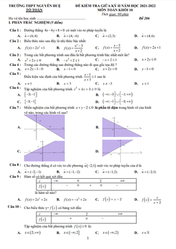 đề giữa học kì 2 toán 10 năm 2021 – 2022 trường thpt nguyễn huệ – đắk lắk